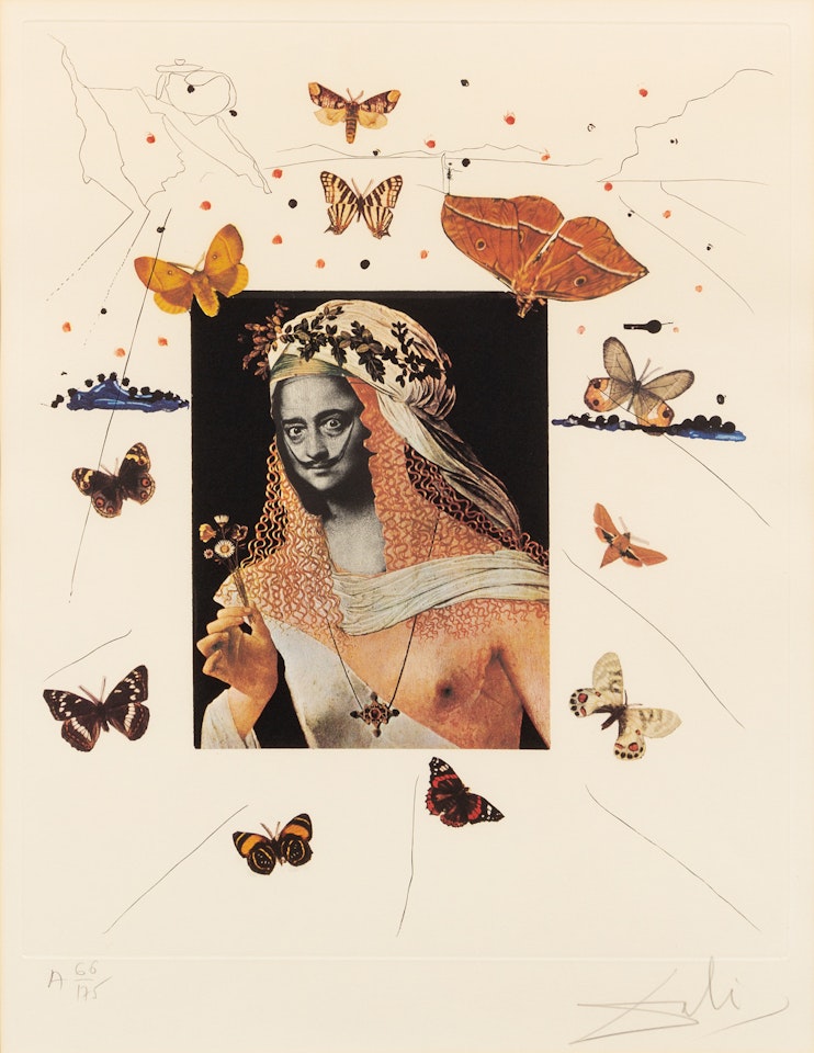Surrealist Portrait of Dalí Surrounded by Butterflies from Memories of Surrealism by Salvador Dali