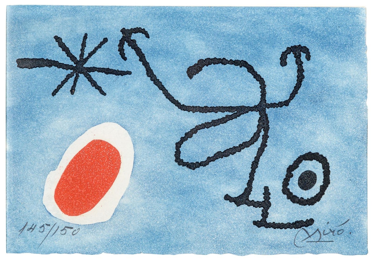 Greeting card from Joan Miro and Pilar Juncosa by Joan Miró