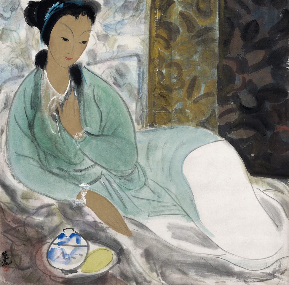 Lady in Green by Lin Fengmian