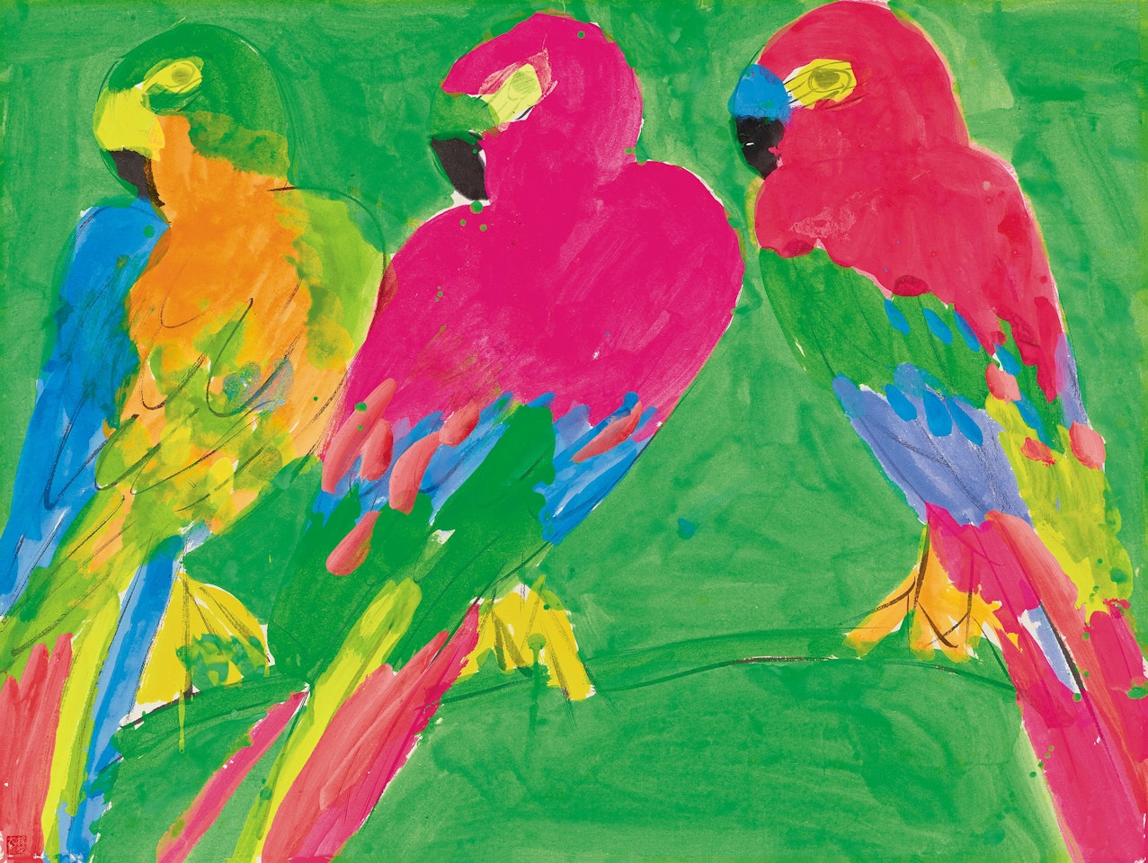 Three Parrots by Walasse Ting
