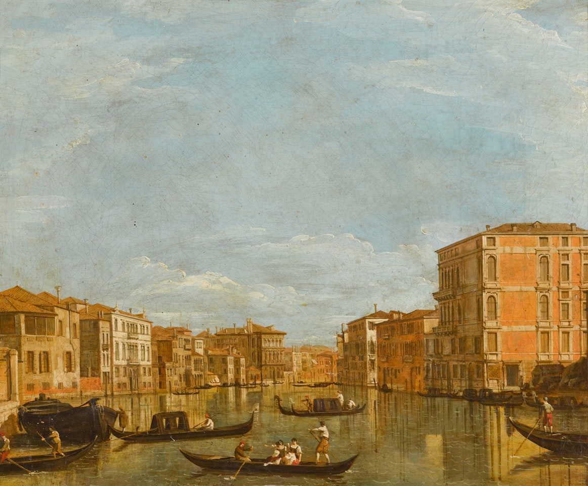 Venice, a view of the Grand Canal looking east from the Palazzo Bembo to the Palazzo Vendramin-Calergi by Follower of Canaletto