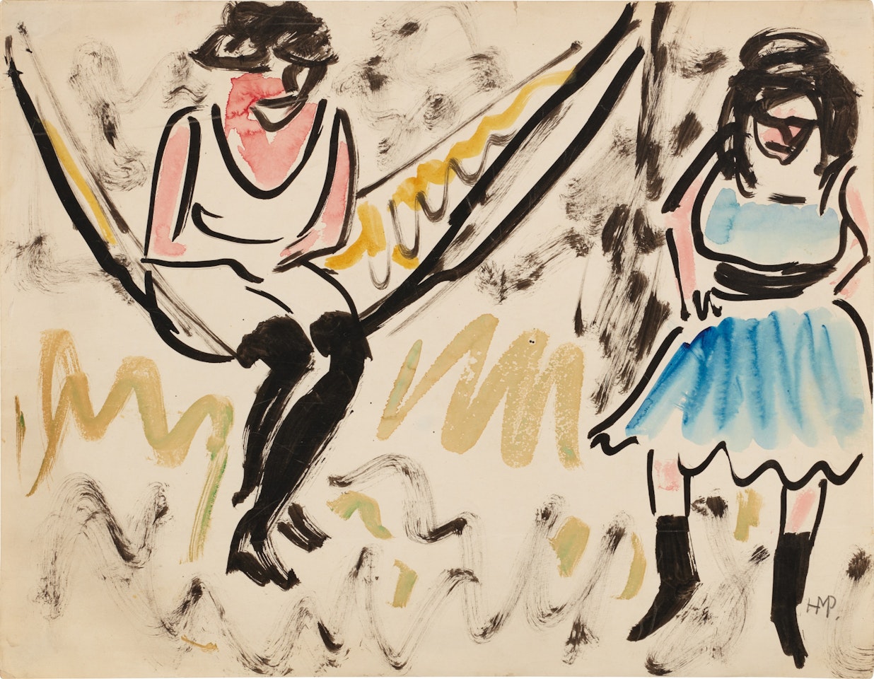 Zwei Mädchen in der Hängematte (Two girls in the hammock) by Max Pechstein