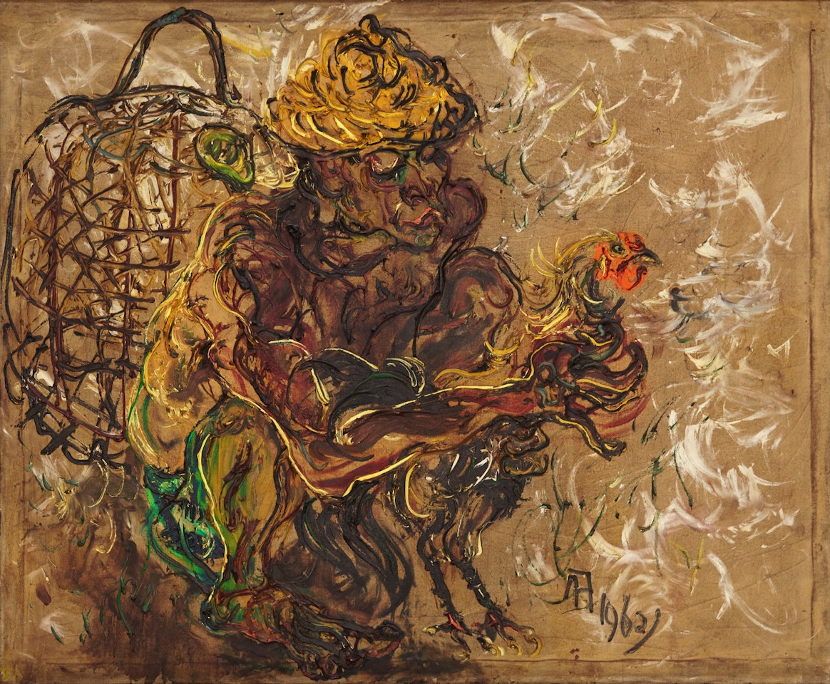 Man with cockerel  by Affandi