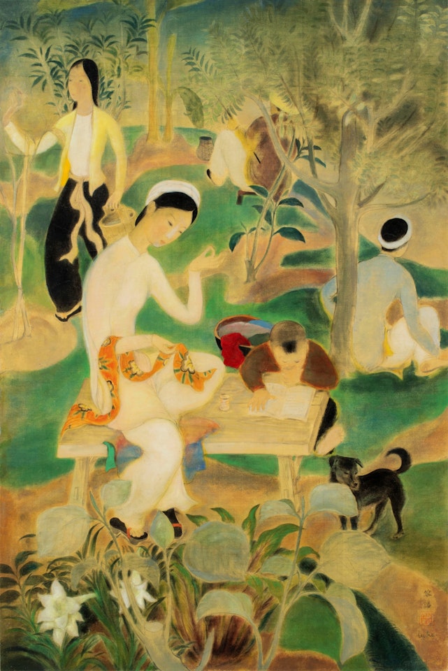 La famille dans le jardin by Le Pho