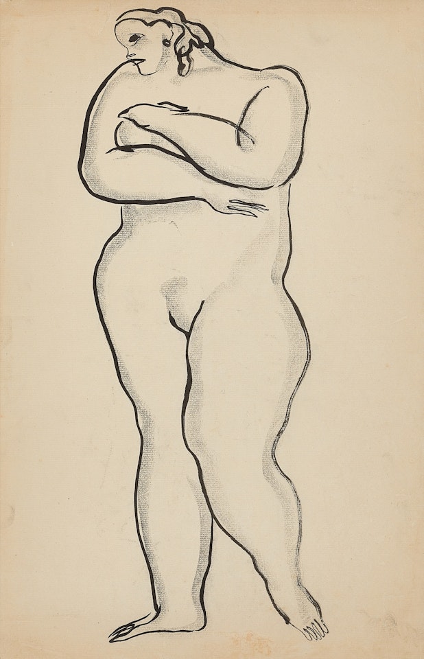 Femme nue debout bras croisés by Sanyu