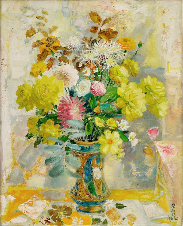 Still life with yellow roses by Le Pho