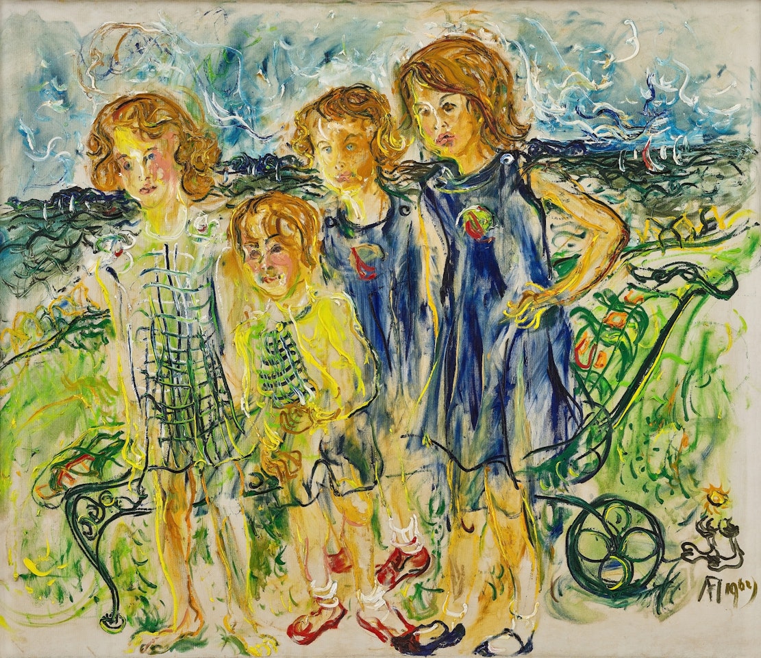 Four girls by Affandi