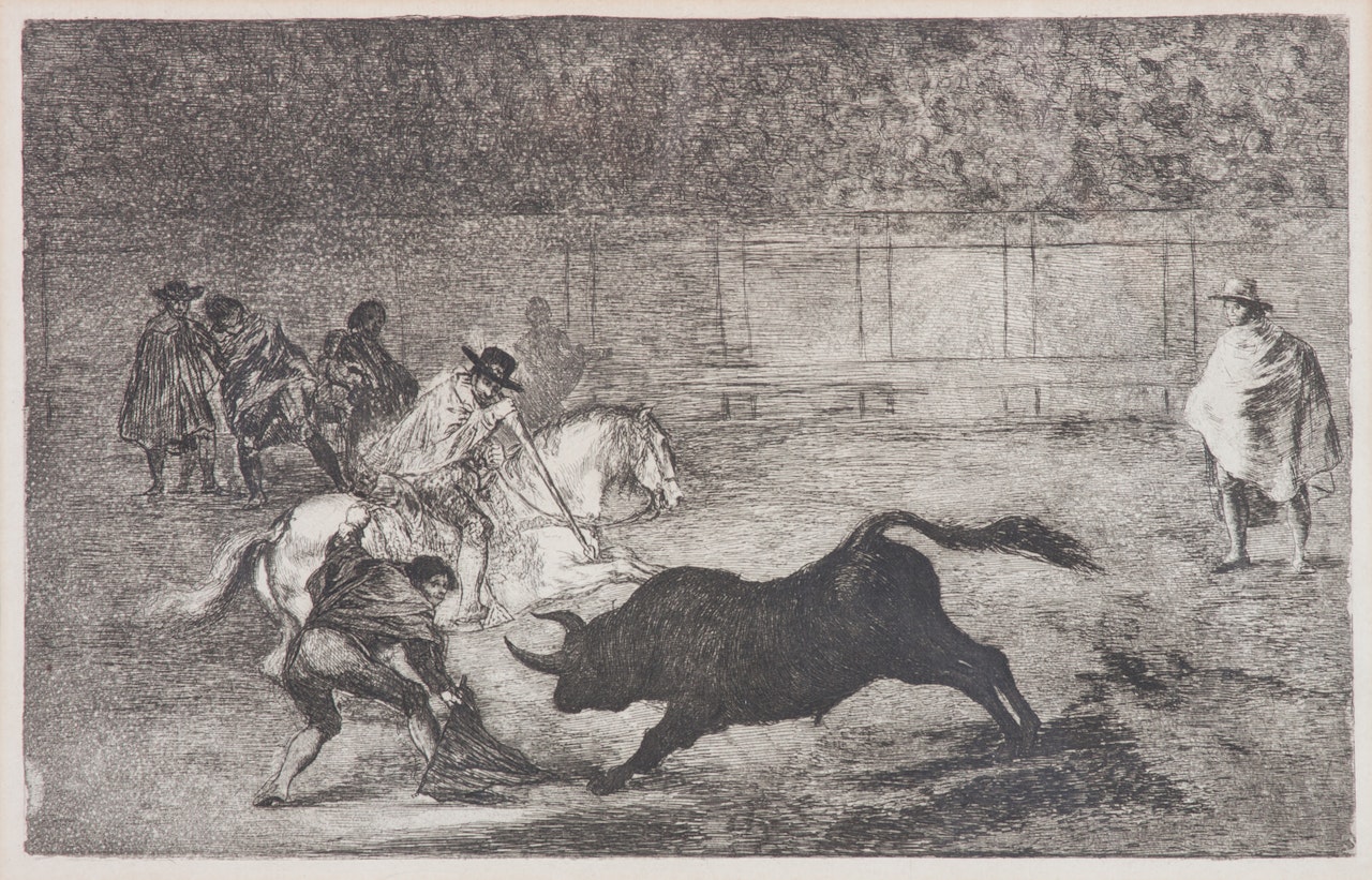 Bull with Fighter on Horseback by Francisco José de Goya