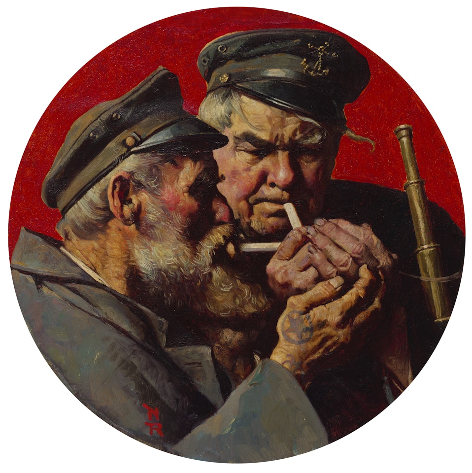 Having a Smoke ("It's Toasted for 45 Minutes") by Norman Rockwell