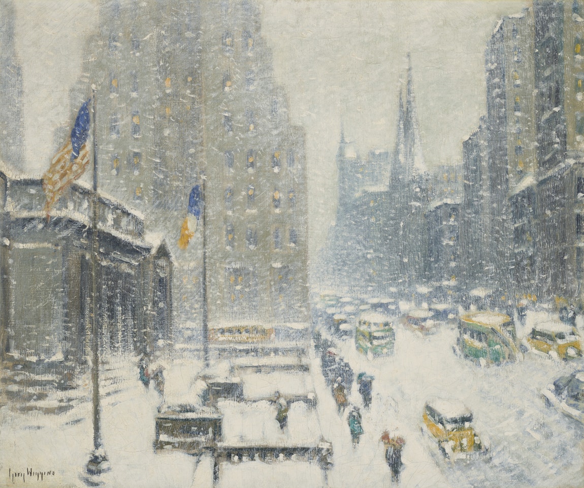 The Public Library, New York Winter by Guy Carleton Wiggins
