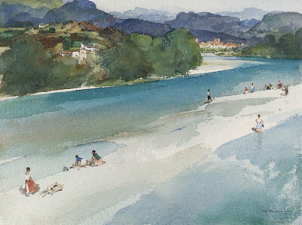 Washerwomen by the Drome between Crest and Aouste by William Russell Flint