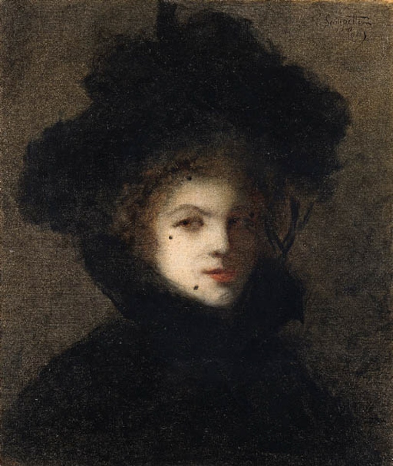 Signora con veletta by Neapolitan School