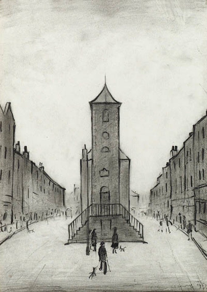 Old house and steps by Laurence Stephen Lowry