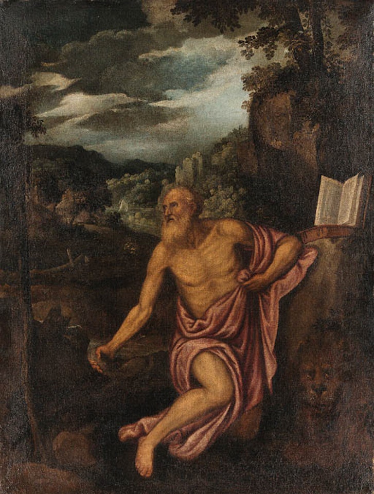 Saint Jerome in wilderness by Venetian School