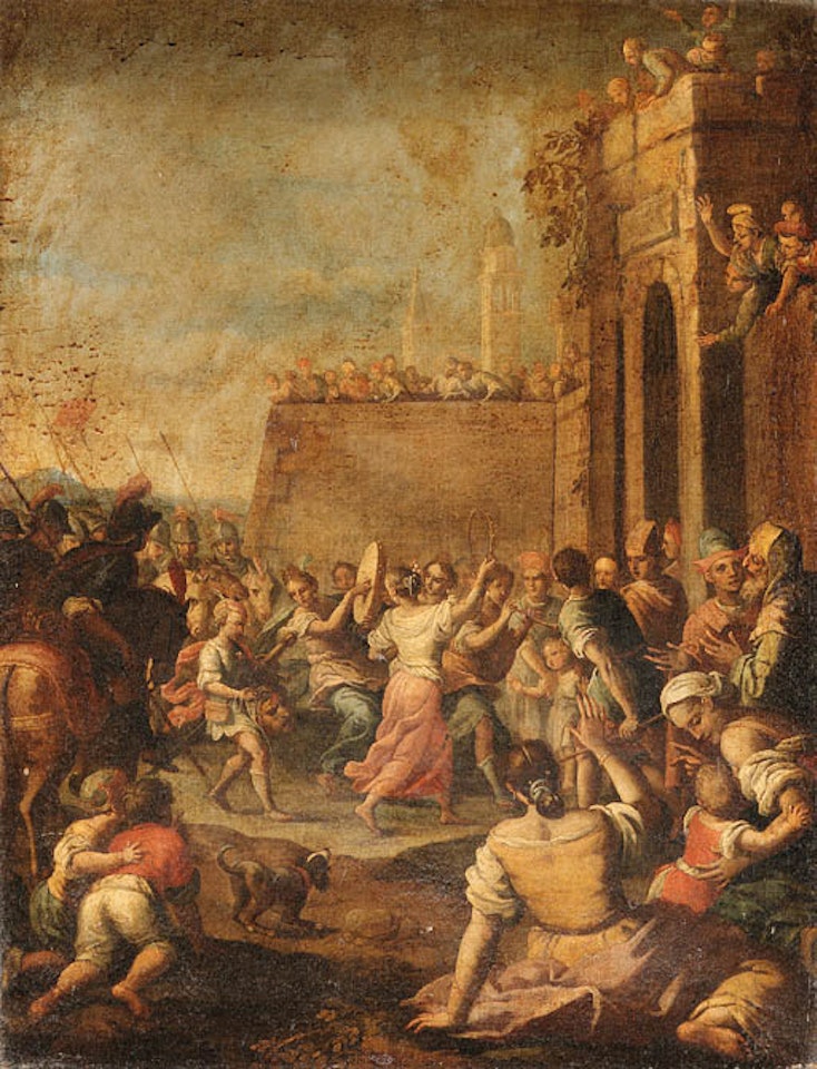 Triumphal entry of David into Jerusalem by Italian School