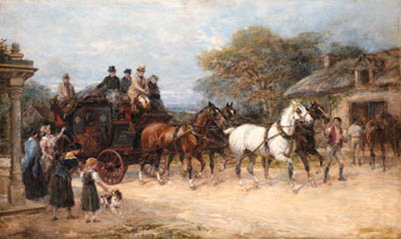 Bath to London coach by Heywood Hardy