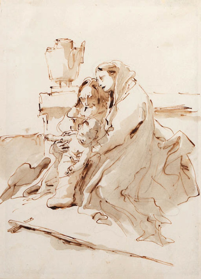 Holy Family resting by an urn by Giovanni Battista Tiepolo