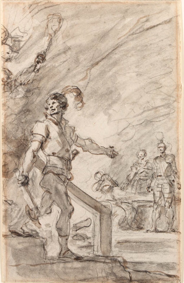 Returning to their cave, brigands discover Orlando, Isabella and Gabrina by Jean-Honoré Fragonard