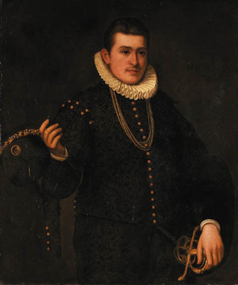 Portrait of young gentleman, three-quarter length, in black by Leandro Bassano