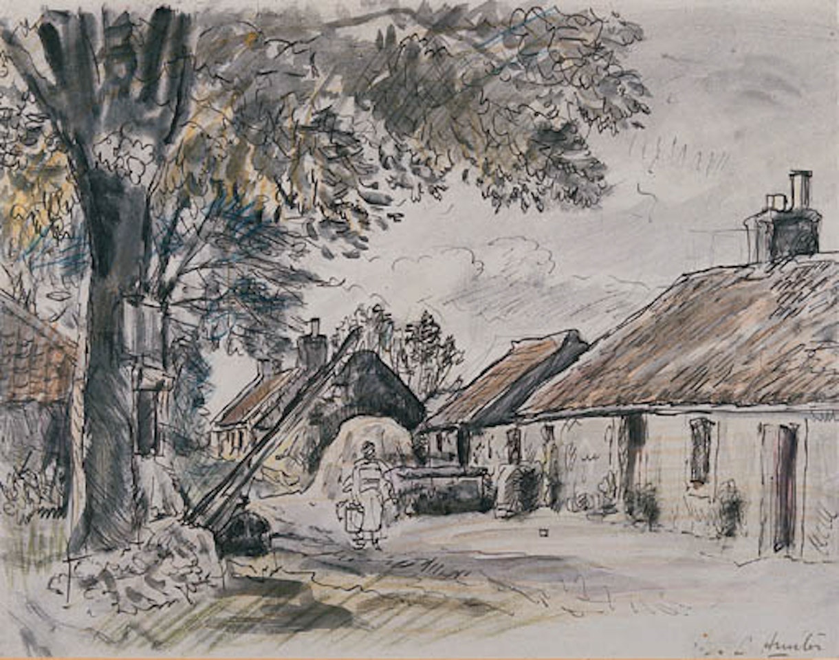 Farm cottages, Fife by George Leslie Hunter