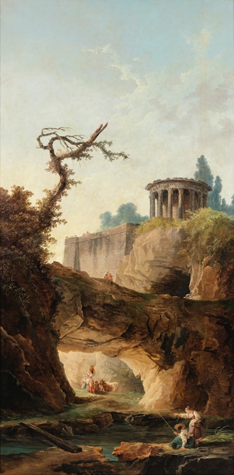 A fantasy view of Tivoli by Hubert Robert