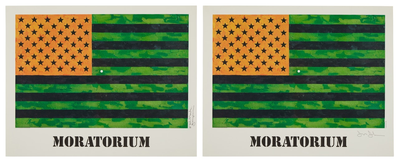 Flag (Moratorium) Poster: Two Examples by Jasper Johns