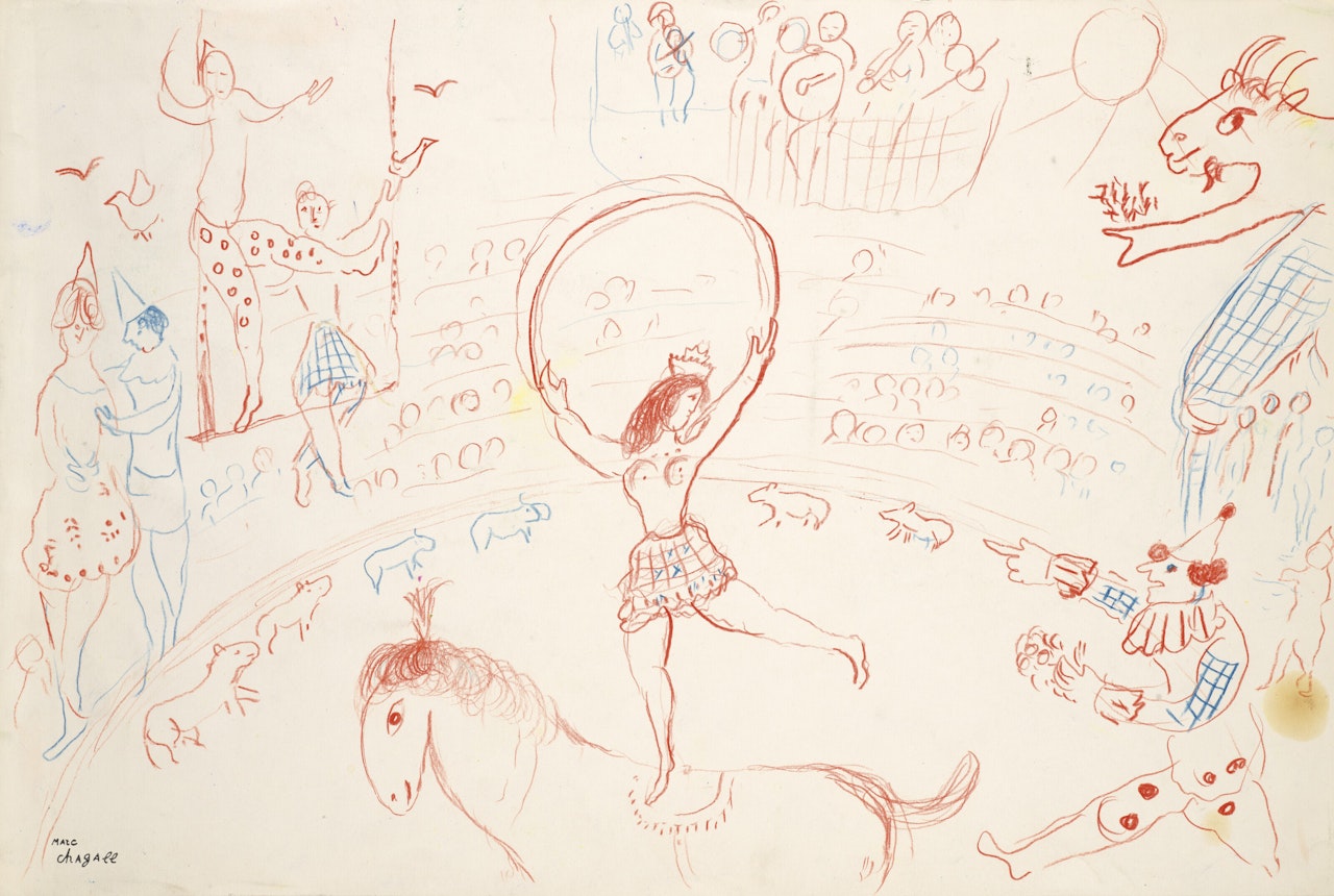 Études pour "Commedia dell'arte" (pour le foyer du théâtre de Francfort) by Marc Chagall