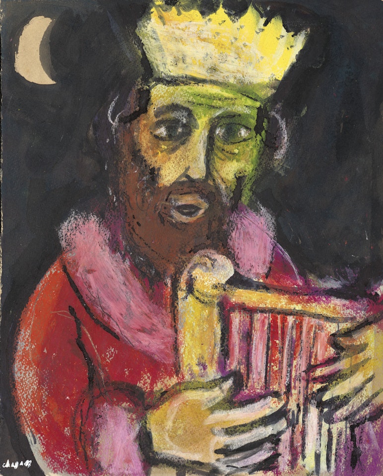 Roi David à la harpe dans la nuit by Marc Chagall