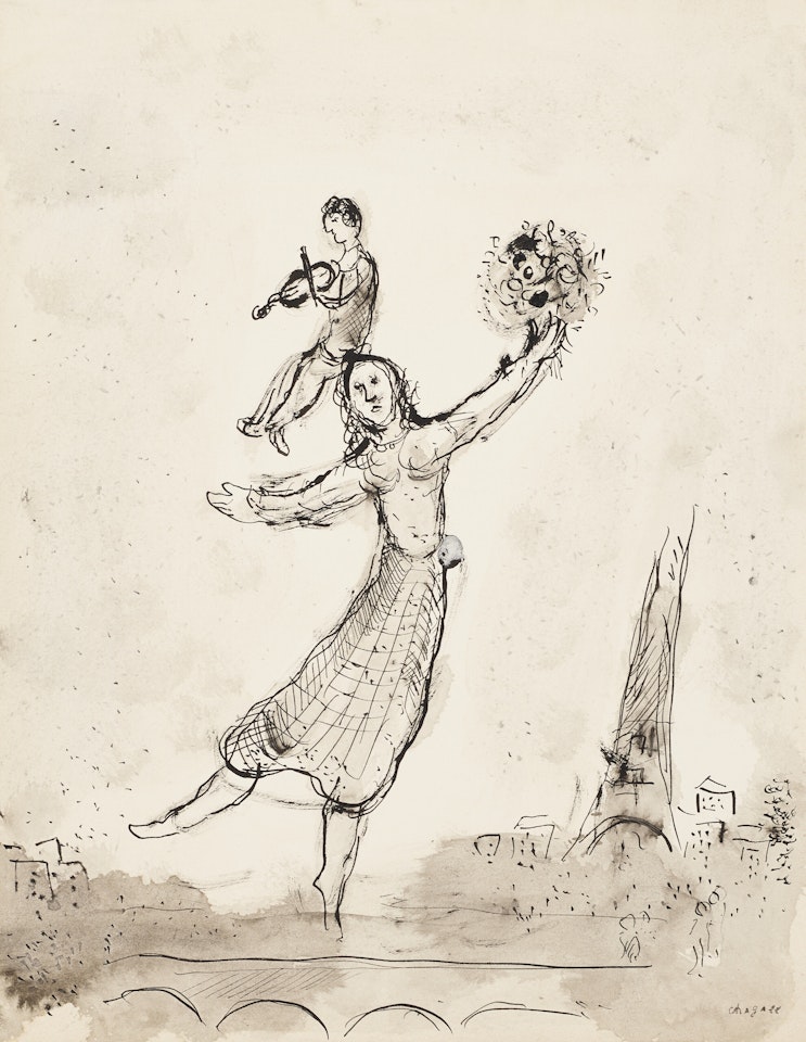 Esquisse pour "Répit", gravure sur bois IX pour "Poèmes" by Marc Chagall