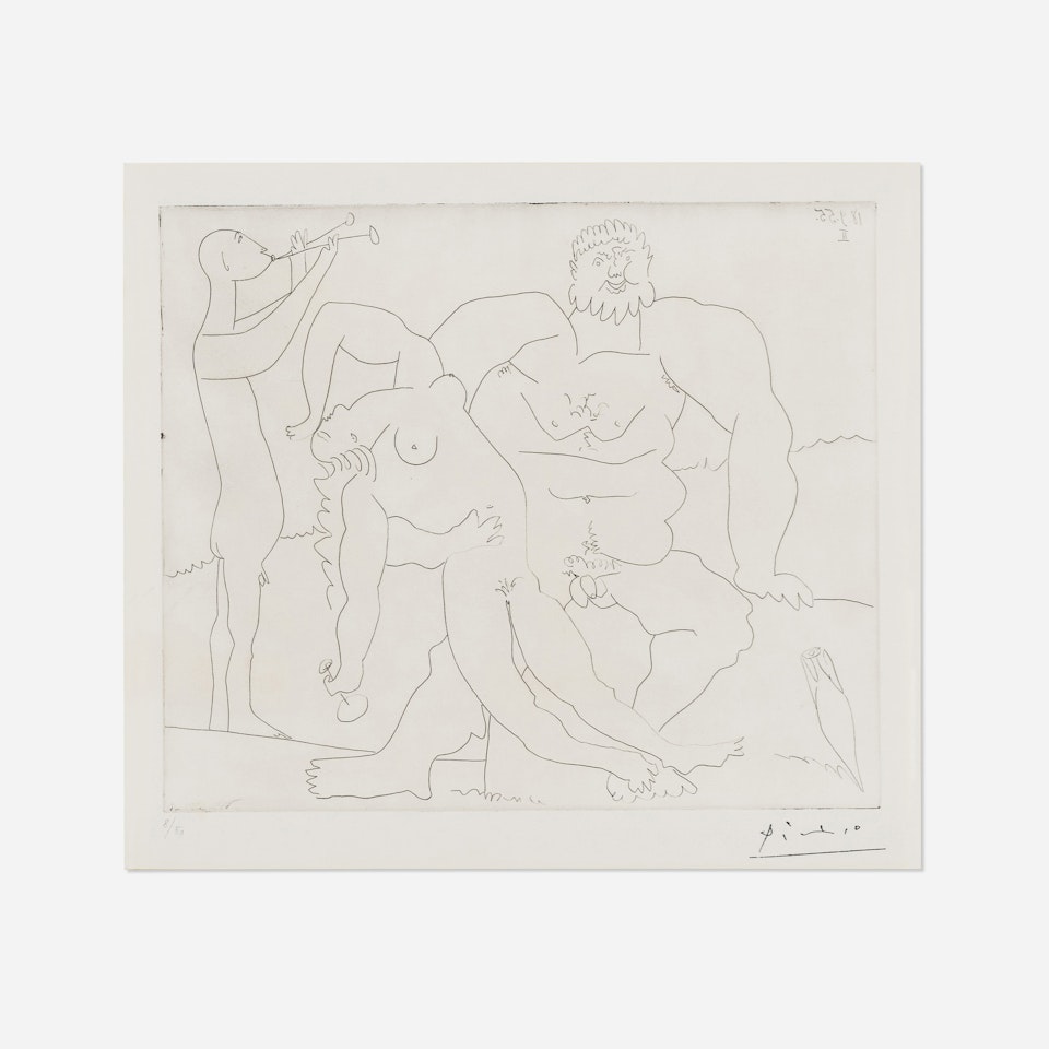 Homme nu avec femme ivre et jeune flûtiste by Pablo Picasso