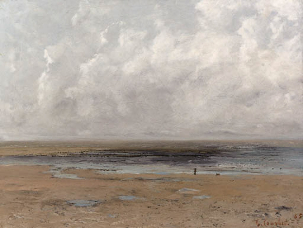 La plage de Trouville a maree basse by Gustave Courbet
