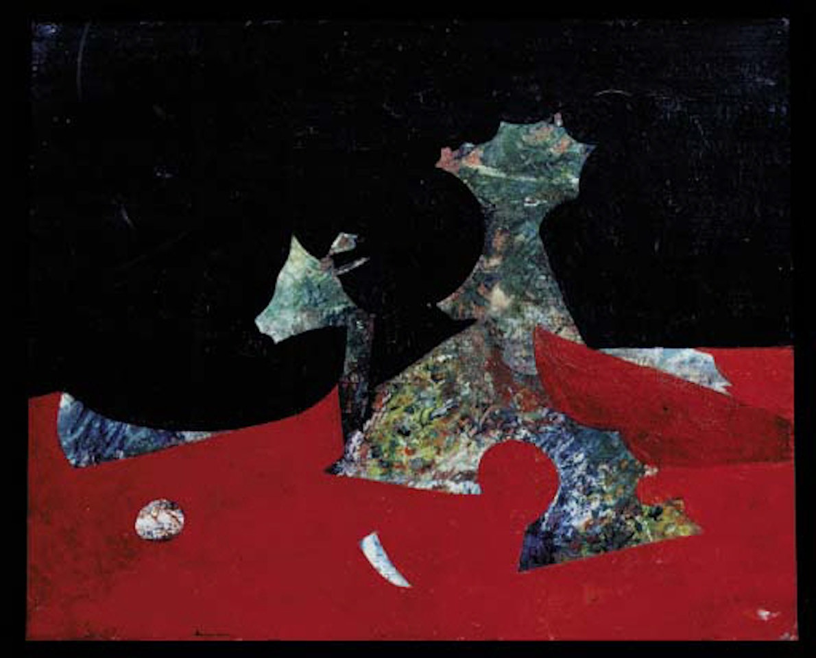 Muschelblumen auf schwarzen und rotem grund by Max Ernst
