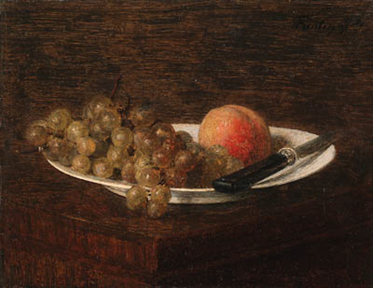 Nature morte, peche et raisin by Henri Fantin-Latour