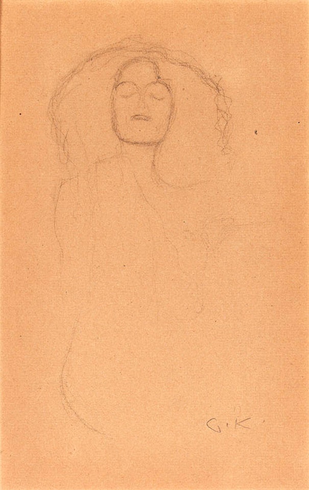 Sitzender frauenakt von vorne mit ausgestrecktem linkem Arm by Gustav Klimt