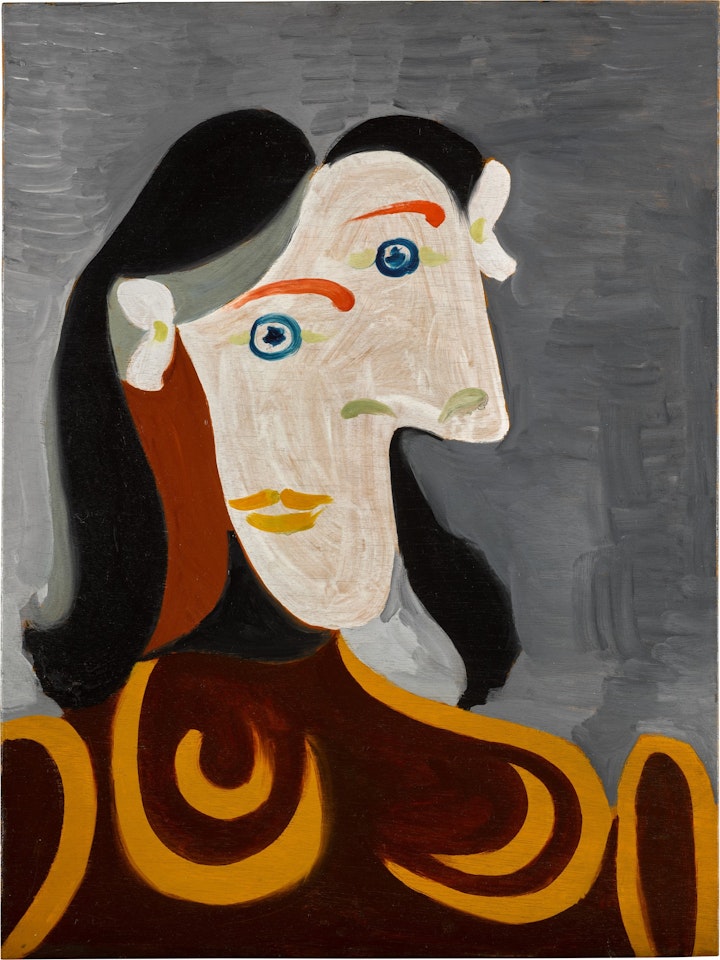 Buste de femme à la robe brune | 《棕裙女子半身像》 by Pablo Picasso