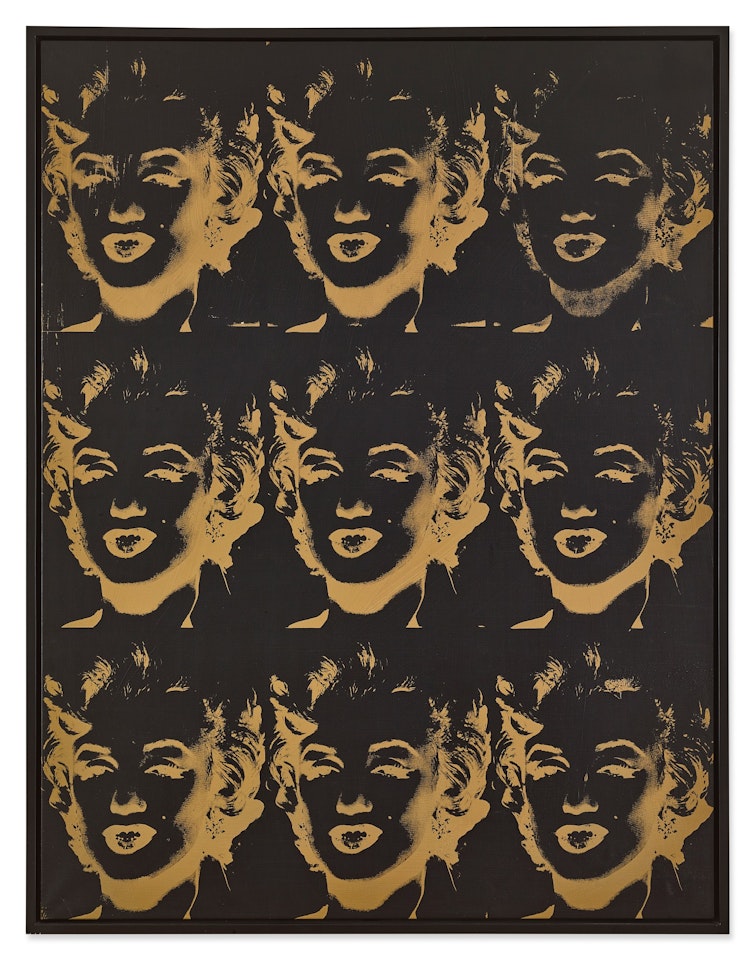 9 Gold Marilyns (Reversal Series) | 《九幅瑪麗蓮・夢露（反面系列）》 by Andy Warhol