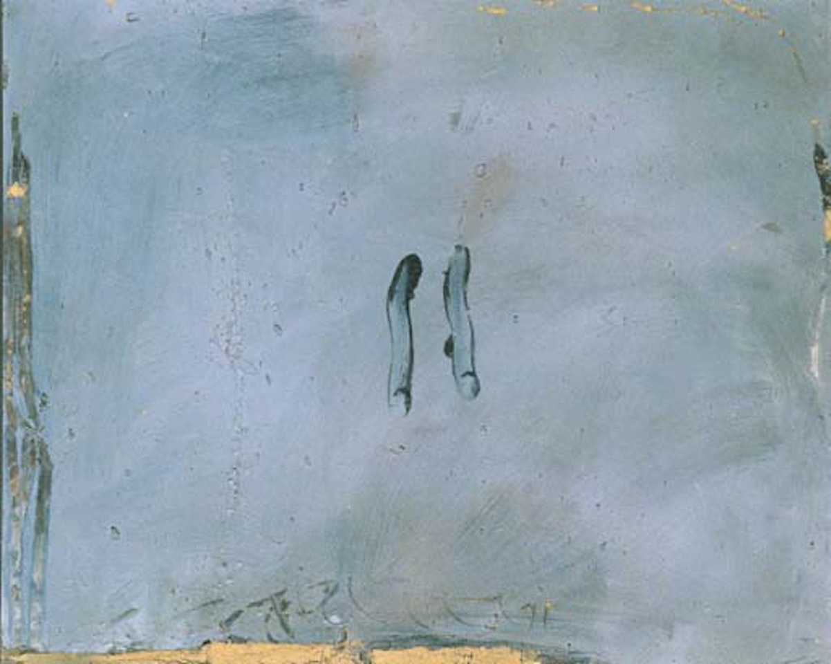 Two finger-marks on cardboard by Antoni Tapies