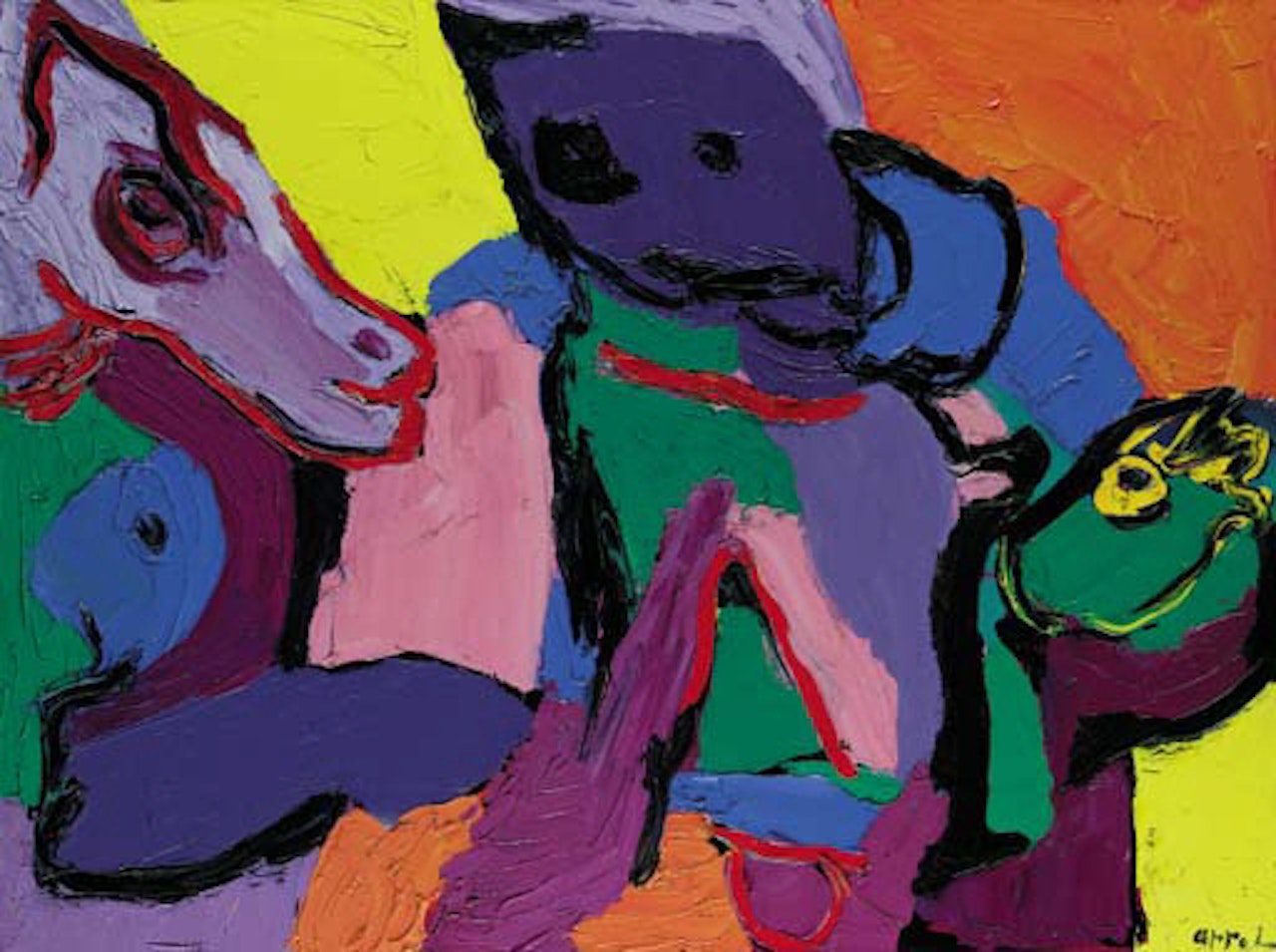 Man with horses by Karel Appel