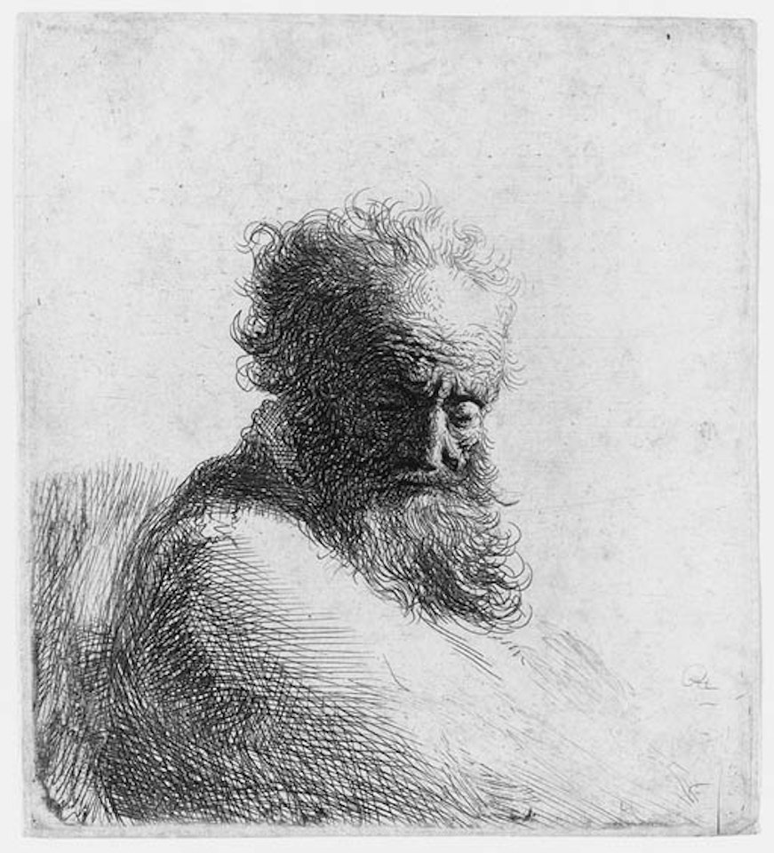Bust of old bearded man by Attributed to Rembrandt Harmensz van Rijn