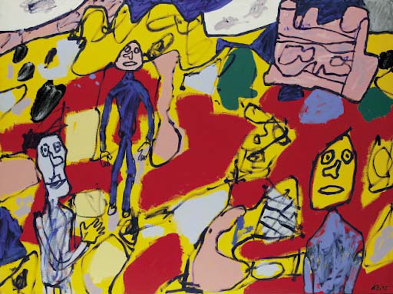 Paysage au chateau avec trois personnages by Jean Dubuffet