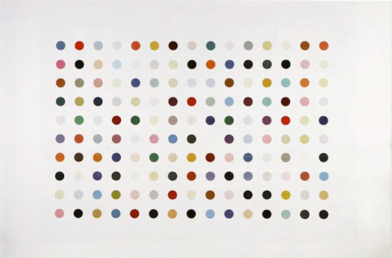 Pharmaceutic wall painting, five blacks by Damien Hirst