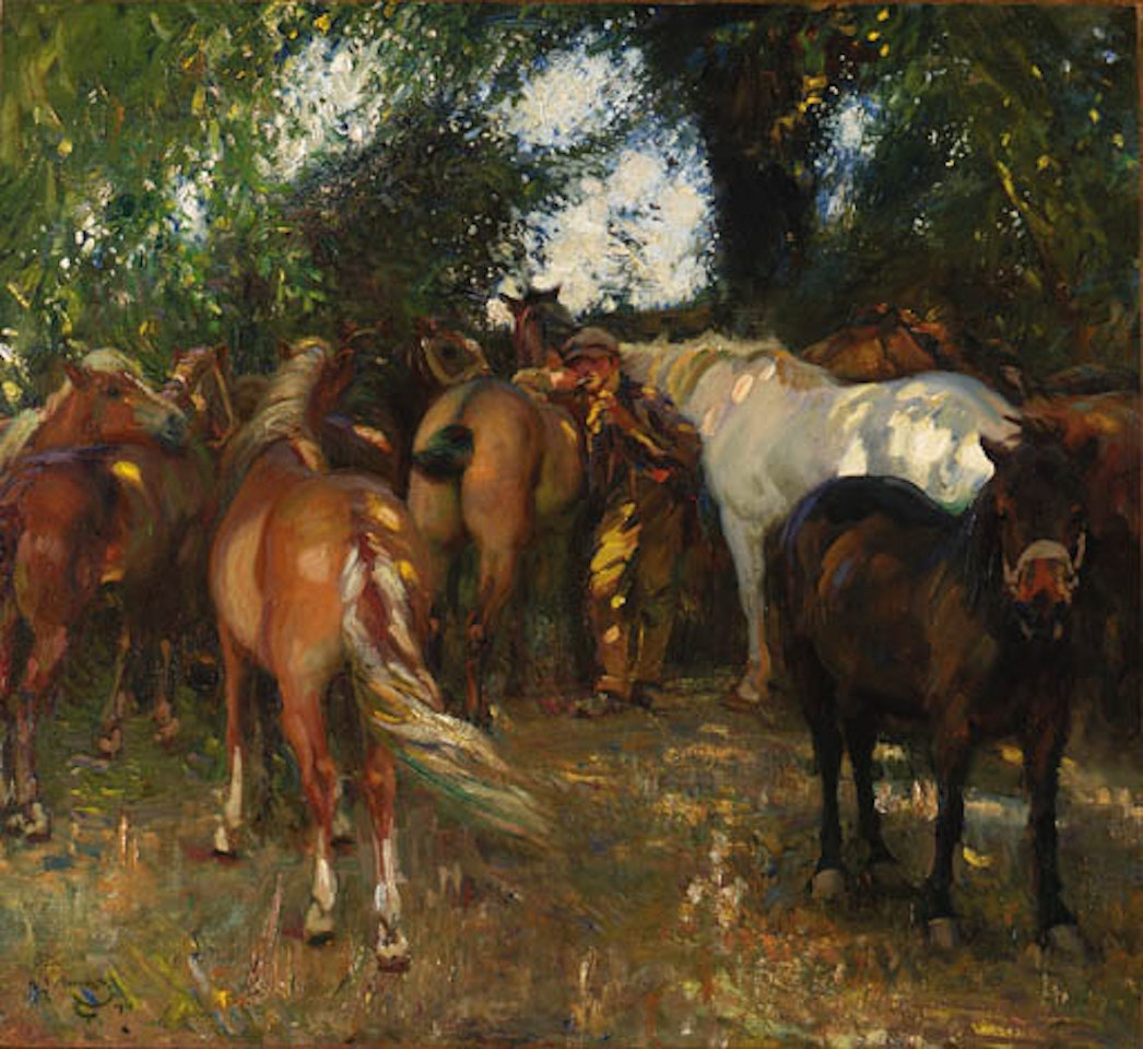 Summer afternoon near Norwich, shady corner by Alfred James Munnings