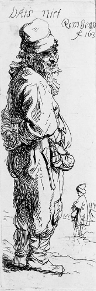 Peasant playing dats niet by Attributed to Rembrandt Harmensz van Rijn
