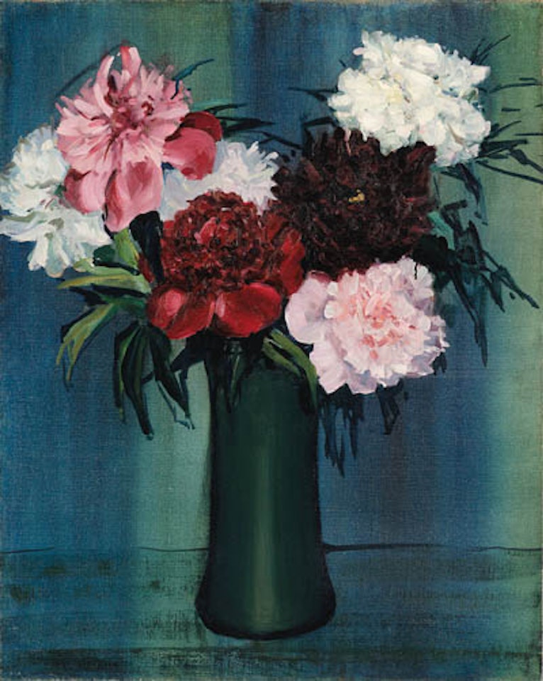 Peonies in green vase by Jane Peterson