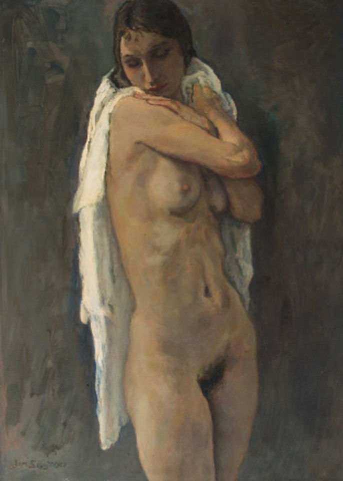 Standing nude with white drapery by Jan Sluyters