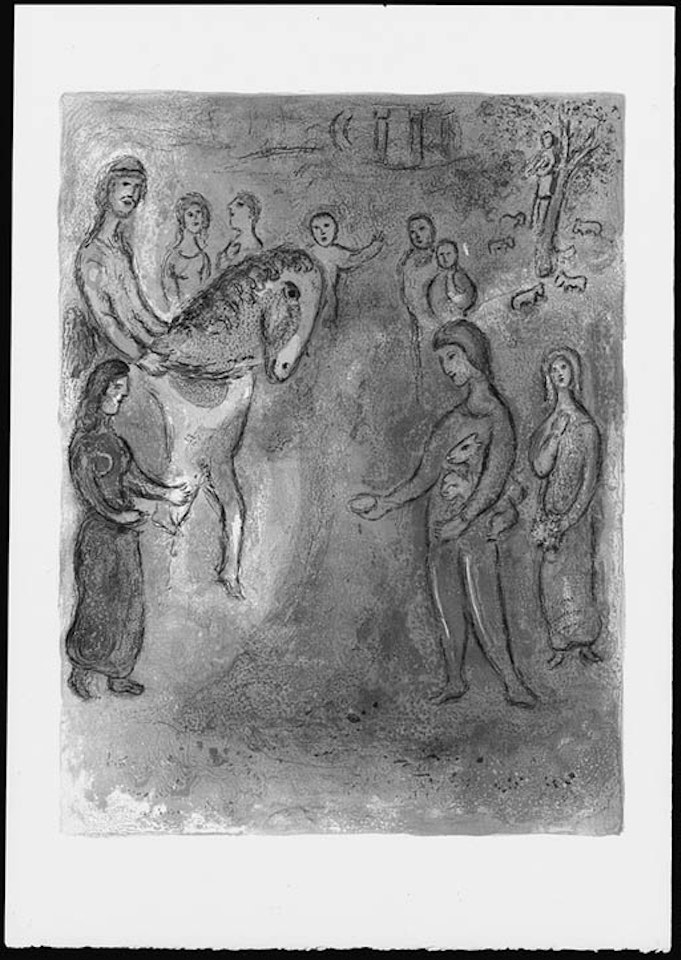 The arrival of Dionysophanes, for Daphnis and Chloe by Marc Chagall