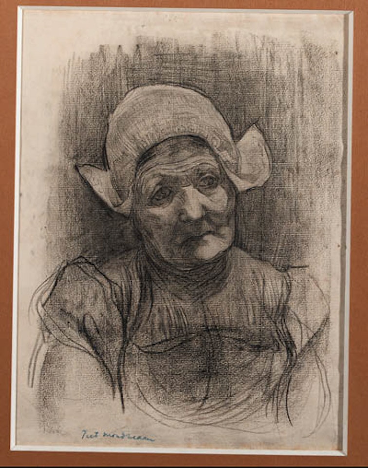 Head of woman, with polkamuts by Piet Mondrian