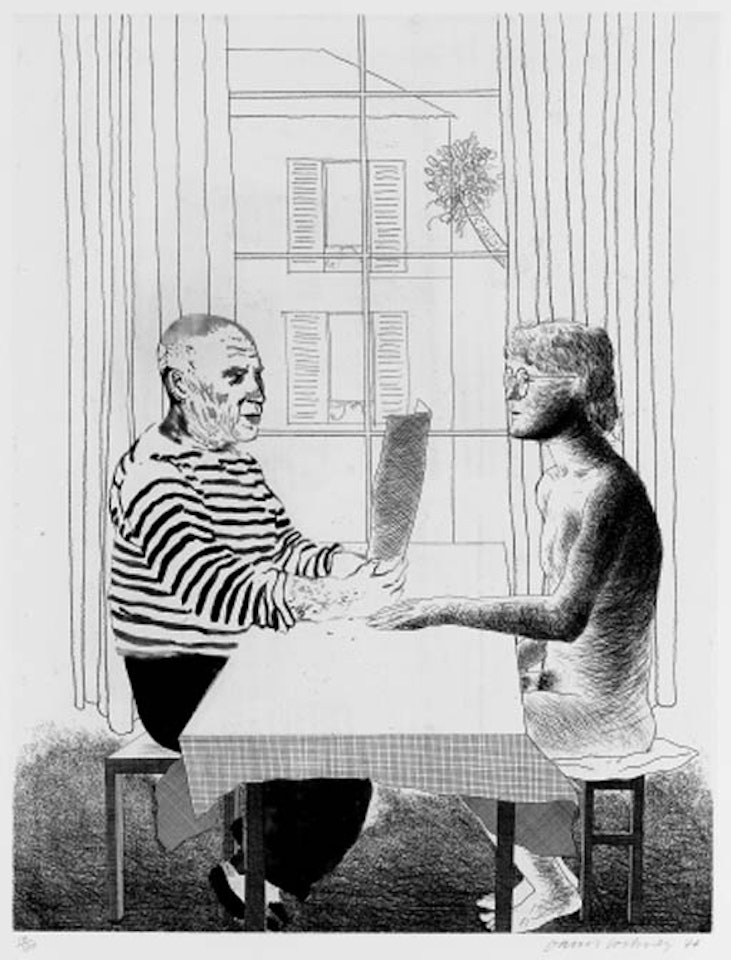 Artist and model by David Hockney