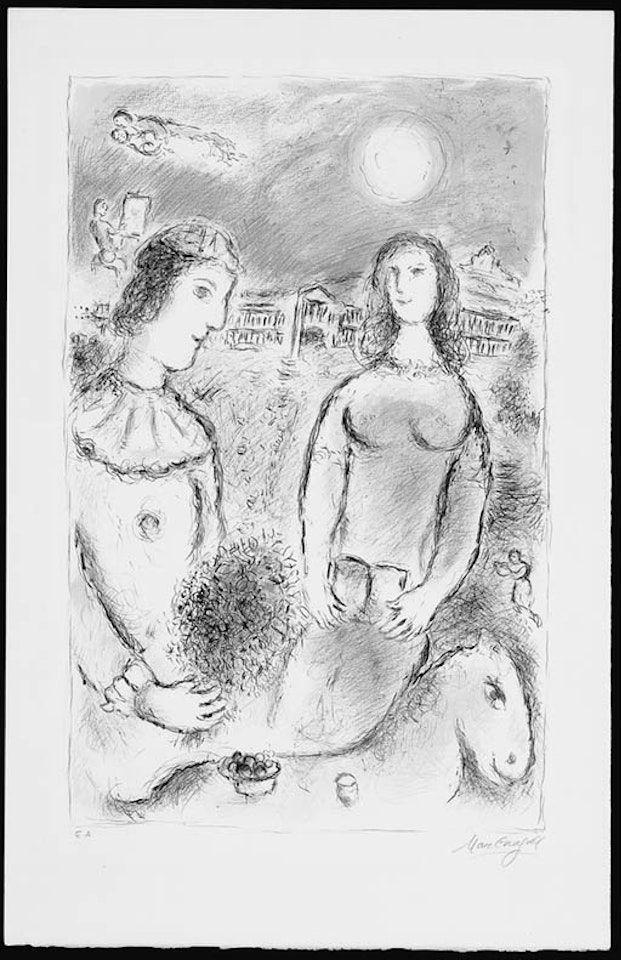 Couple at dusk by Marc Chagall