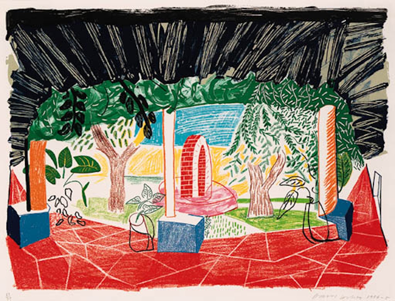 View of Hotel Well I by David Hockney